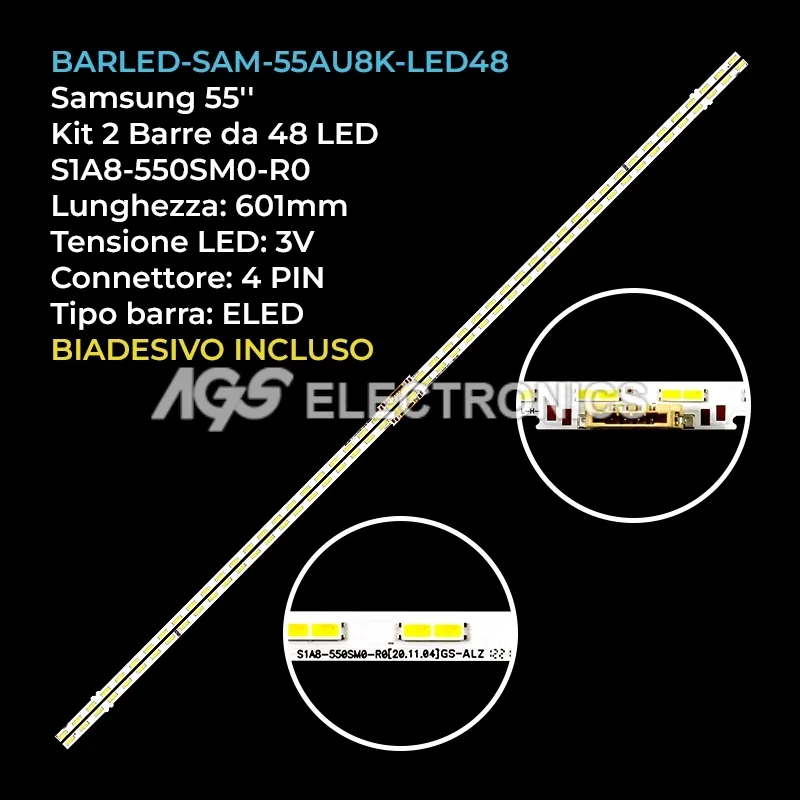 kit 2 barre LED retroilluminazione per Samsung 55 pollici modello UE55CU8100U