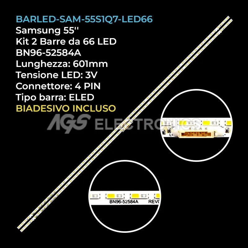kit 2 barre LED retroilluminazione per Samsung 55 pollici modello QE55Q75CAT