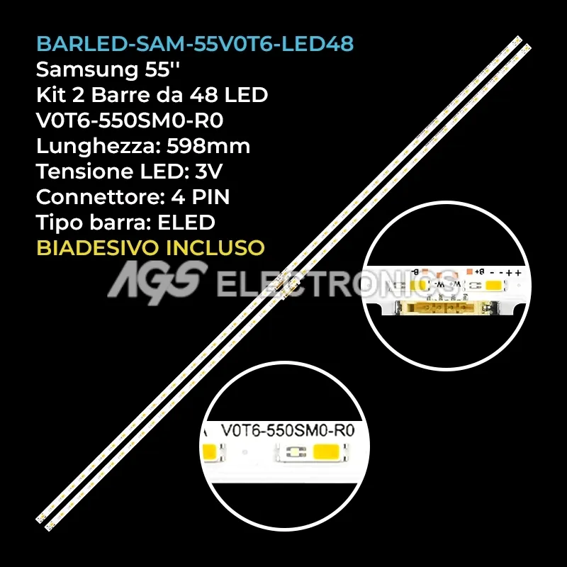 kit 2 barre LED retroilluminazione per Samsung 55 pollici pannello CYRT055FGHV3H