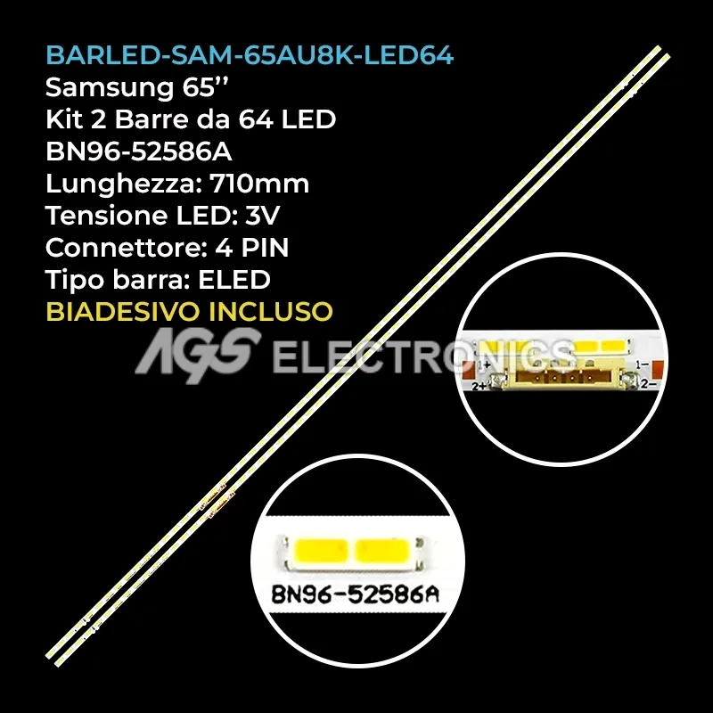 kit 2 barre LED retroilluminazione per Samsung 65 pollici modello UE65CU8500KXXU
