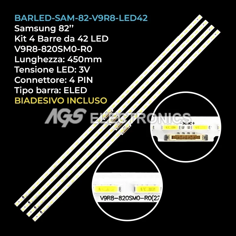 kit 4 barre LED retroilluminazione per Samsung 82 pollici modello UA82RU8000