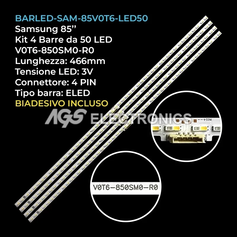 kit 4 barre LED retroilluminazione per Samsung 85 pollici modello QE85LS03TAUXZT