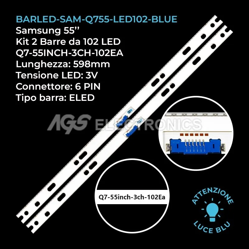 kit 2 barre LED retroilluminazione per Samsung 55 pollici modello QE55Q8CNAT