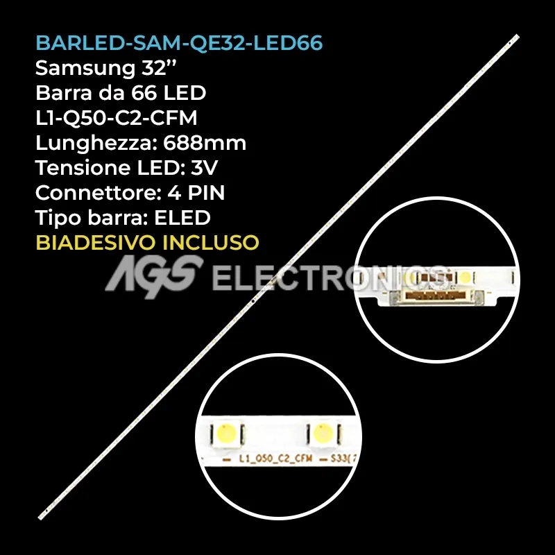kit 1 barre LED retroilluminazione per Samsung 32 pollici pannello CYQR032HGLV1H
