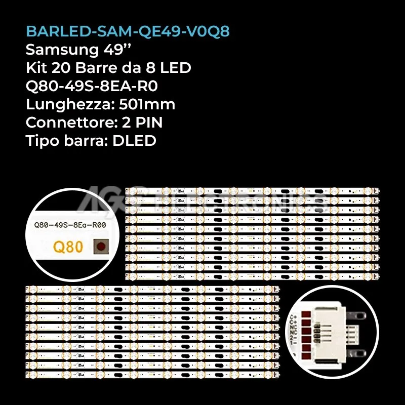 kit 20 barre LED retroilluminazione per Samsung 49 pollici modello QE49Q85TATXXU