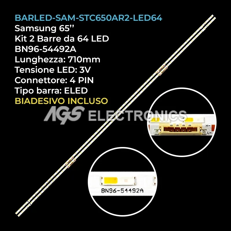 kit 2 barre LED retroilluminazione per Samsung 65 pollici modello QN65Q60BAFXZC