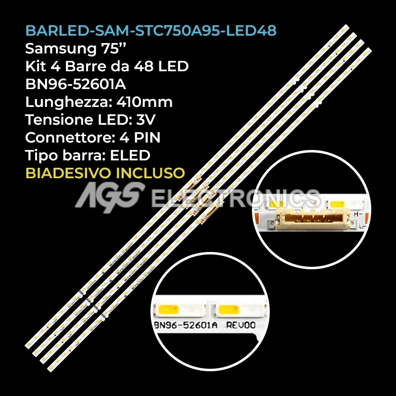 kit 4 barre LED retroilluminazione per Samsung 75 pollici pannello CYQC075FGHVBH