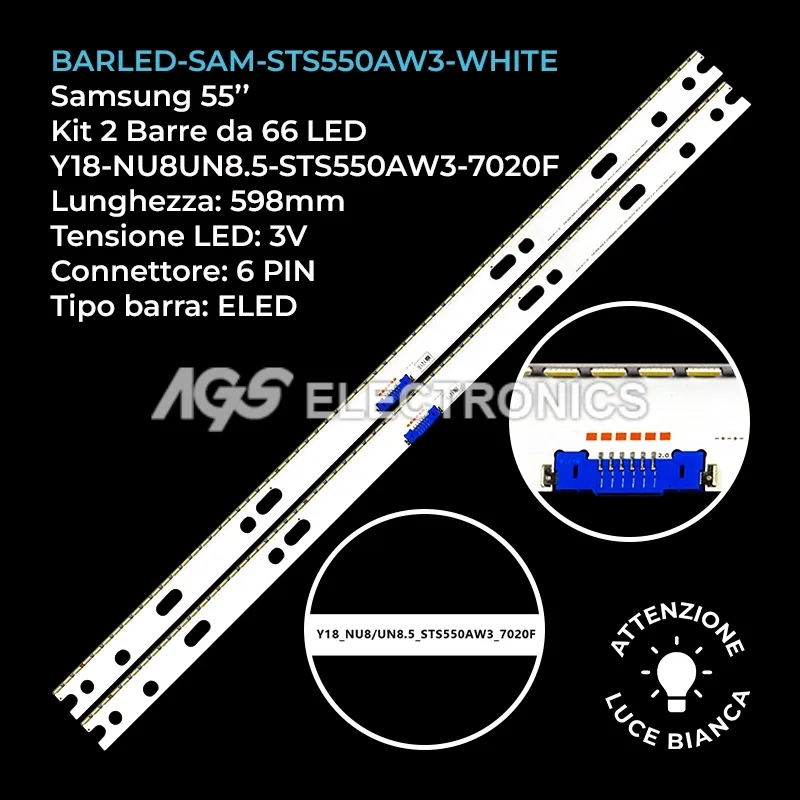 kit 2 barre LED retroilluminazione per Samsung 55 pollici modello QN55Q6FNAFXZC
