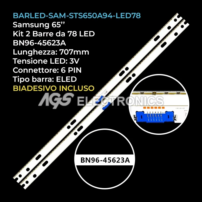 kit 2 barre LED retroilluminazione per Samsung 65 pollici modello UN65NU800DFXZA