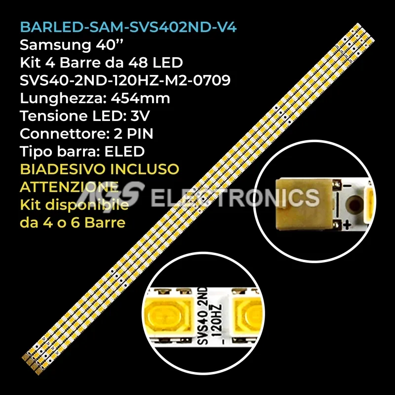 kit 4 barre LED retroilluminazione per Samsung 40 pollici modello UE40B6000