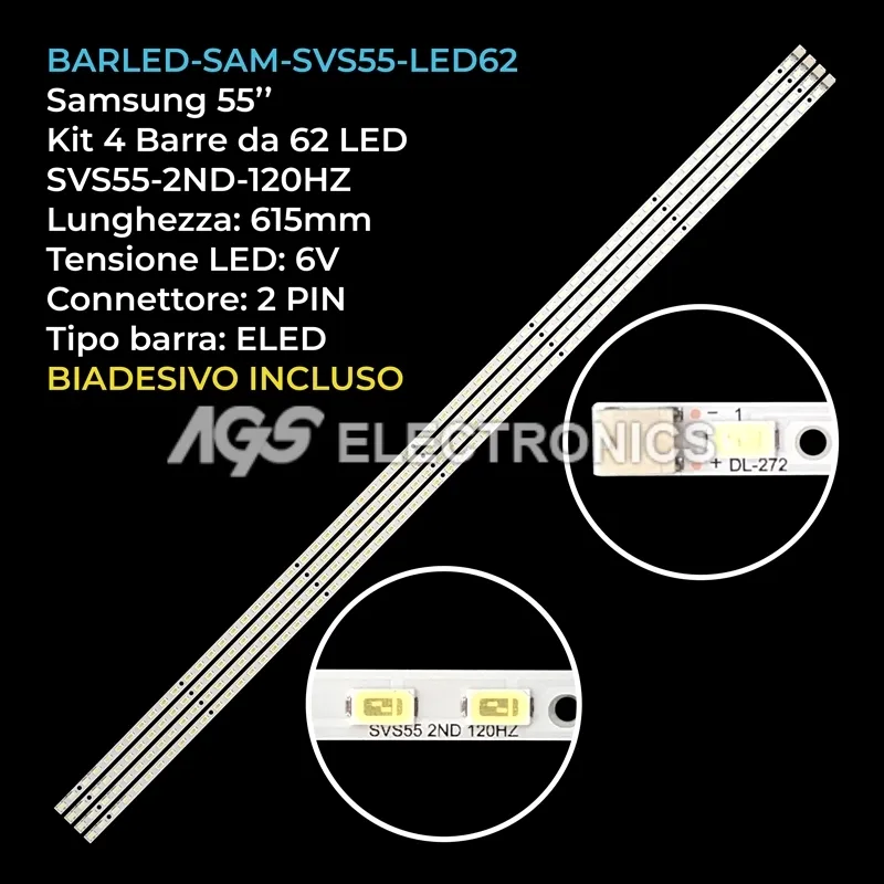 kit 4 barre LED retroilluminazione per Hisense 55 pollici modello LED55T18GP