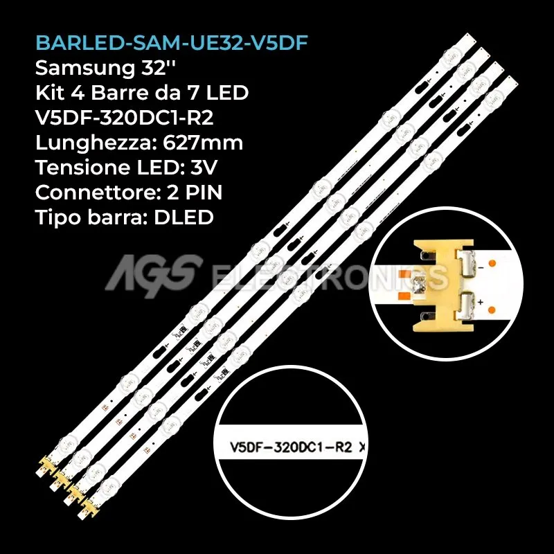 kit 4 barre LED retroilluminazione per Samsung 32 pollici modello UE32J6300A