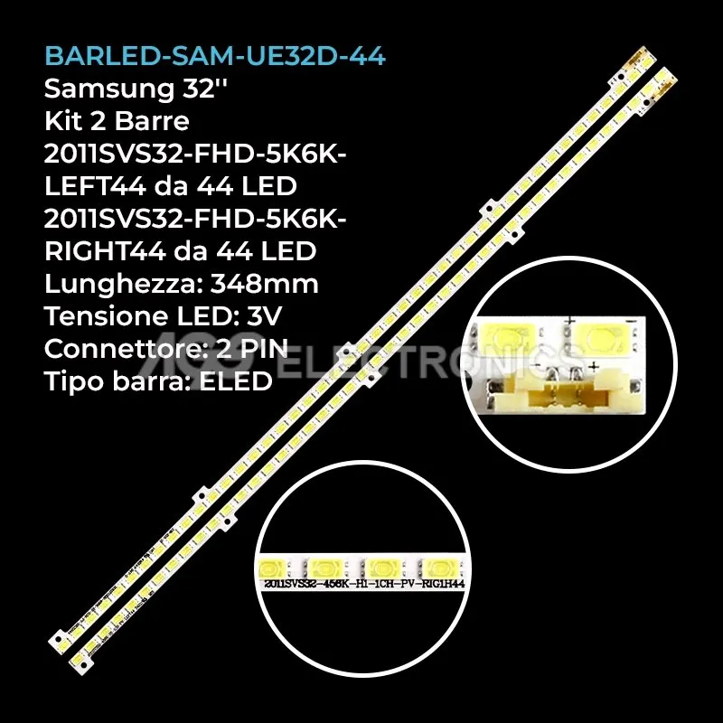 kit 2 barre LED retroilluminazione per Samsung 32 pollici modello UE32D5500RW