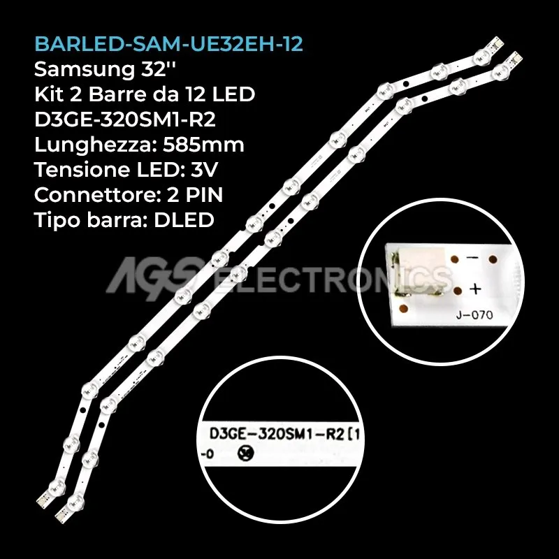 kit 2 barre LED retroilluminazione per Samsung 32 pollici modello UN32EH5300FXZC