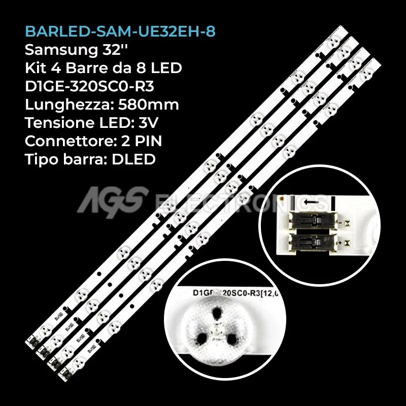 kit 4 barre LED retroilluminazione per Samsung 32 pollici modello UE32EH5000KXXU
