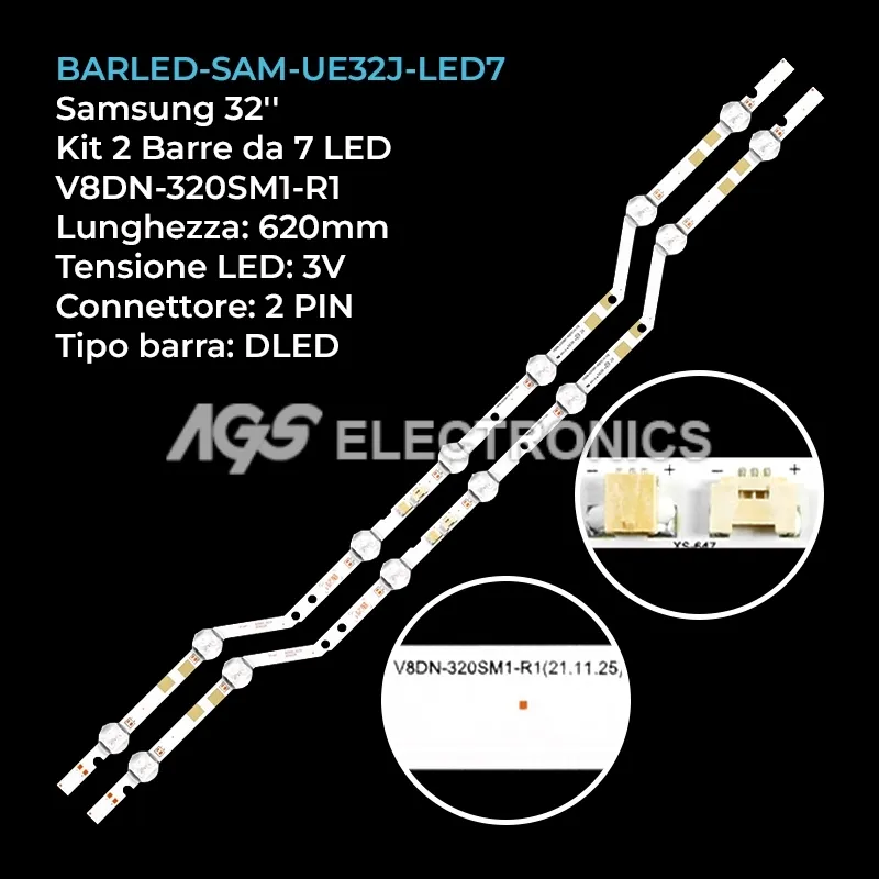 kit 2 barre LED retroilluminazione per Samsung 32 pollici modello UN32J5205AFXZA