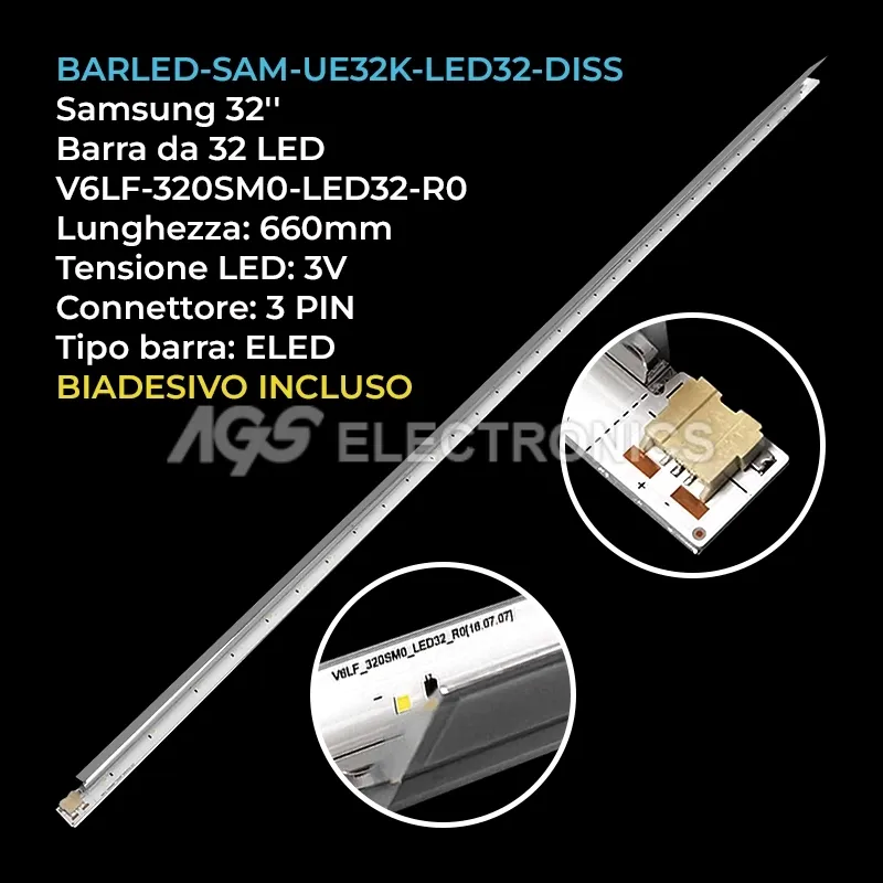 kit 1 barre LED retroilluminazione per Samsung 32 pollici modello UN32K5300AGXZD