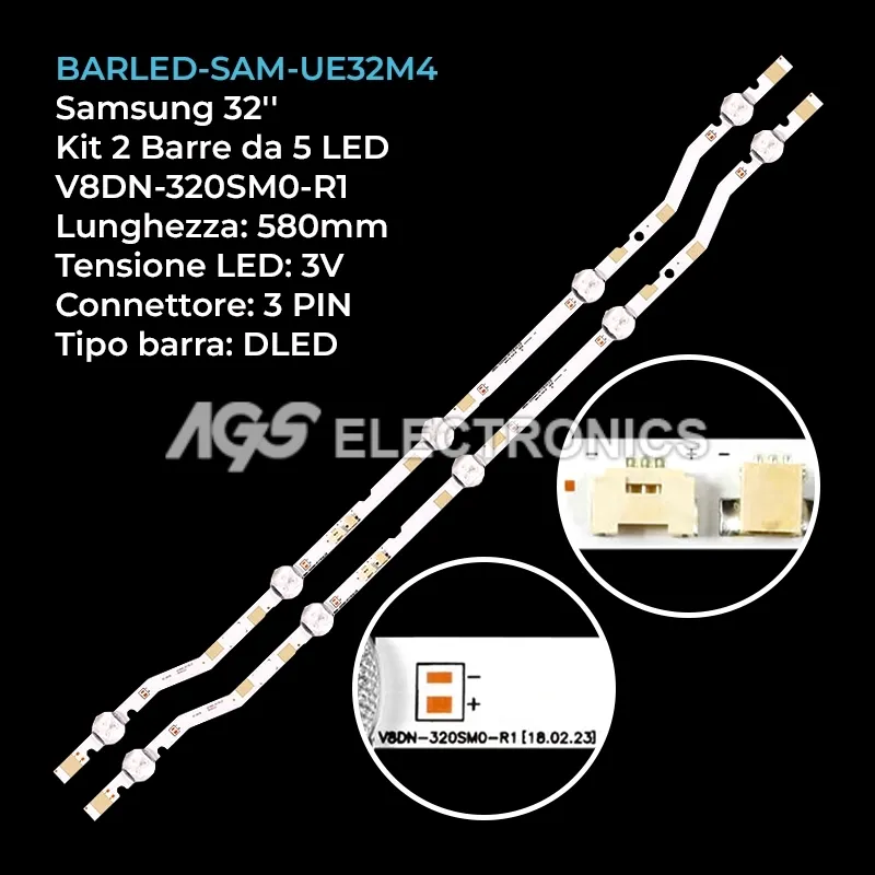 kit 2 barre LED retroilluminazione per Samsung 32 pollici modello UN32FH4005KXZL