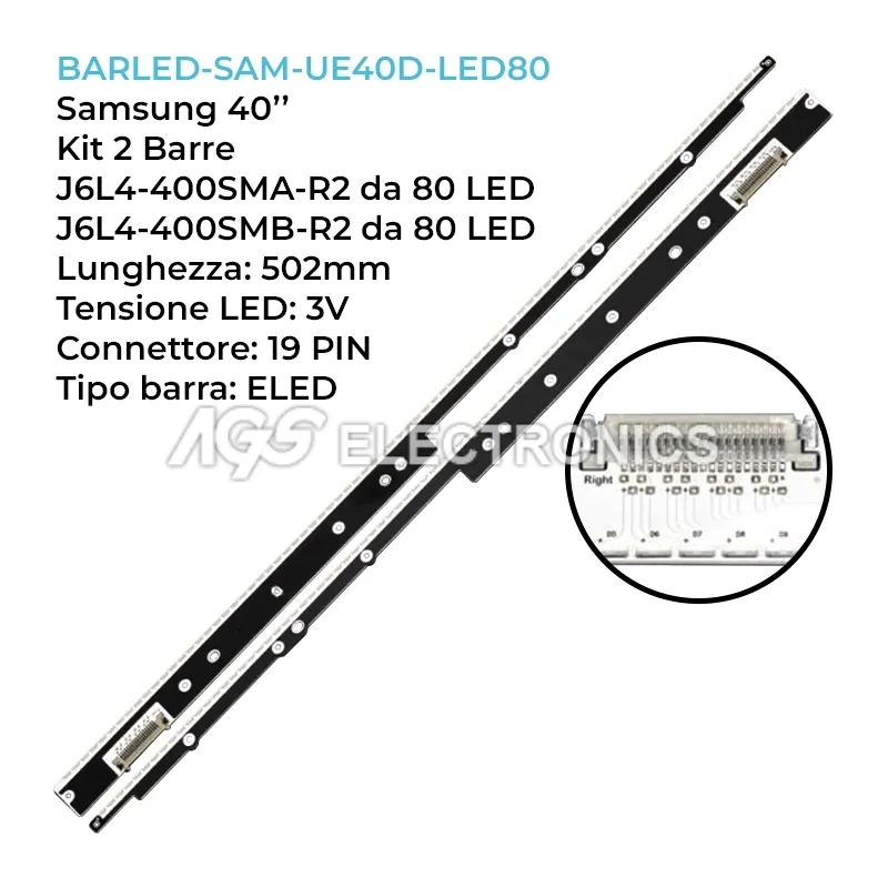 kit 2 barre LED retroilluminazione per Samsung 40 pollici modello UE40D7000LSXXC