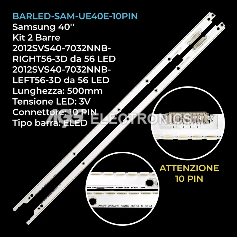 kit 2 barre LED retroilluminazione per Samsung 40 pollici modello UE40ES6100