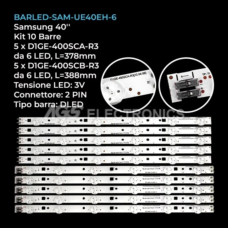 kit 10 barre LED retroilluminazione per Samsung 40 pollici modello UA40EH5000RXKE