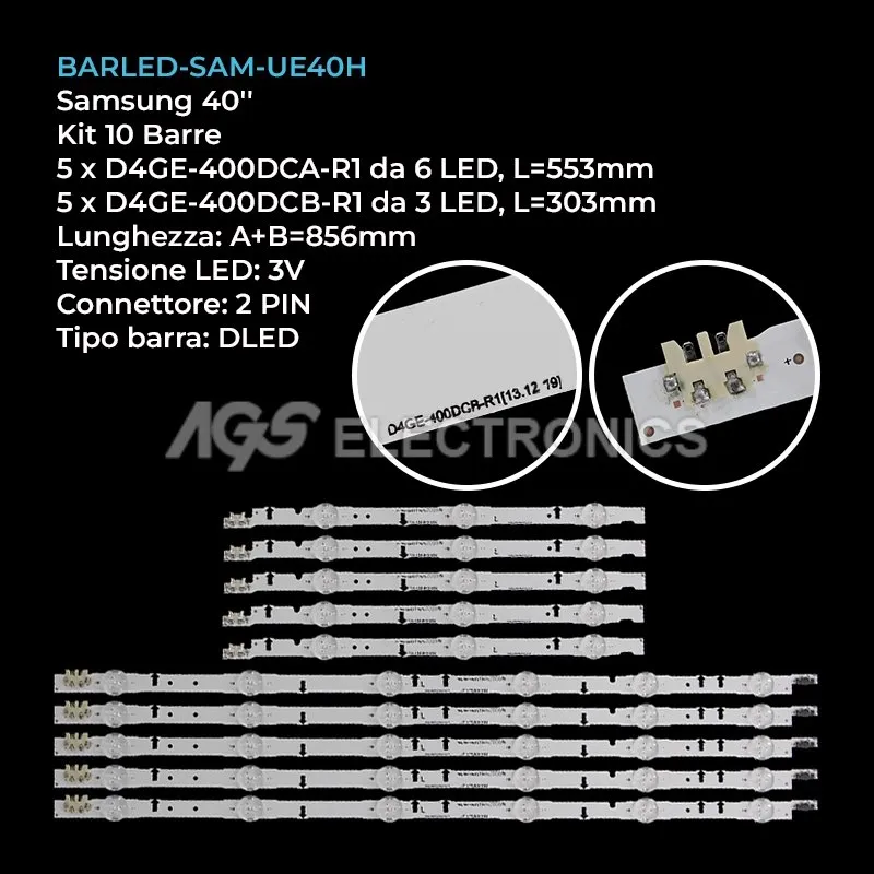 kit 10 barre LED retroilluminazione per Samsung 40 pollici pannello CYGH040CSLV2H