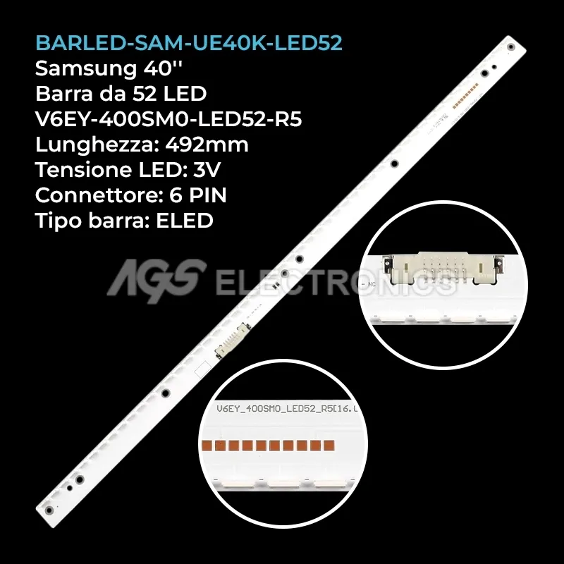 kit 1 barre LED retroilluminazione per Samsung 40 pollici modello UN40K6500AGXPE