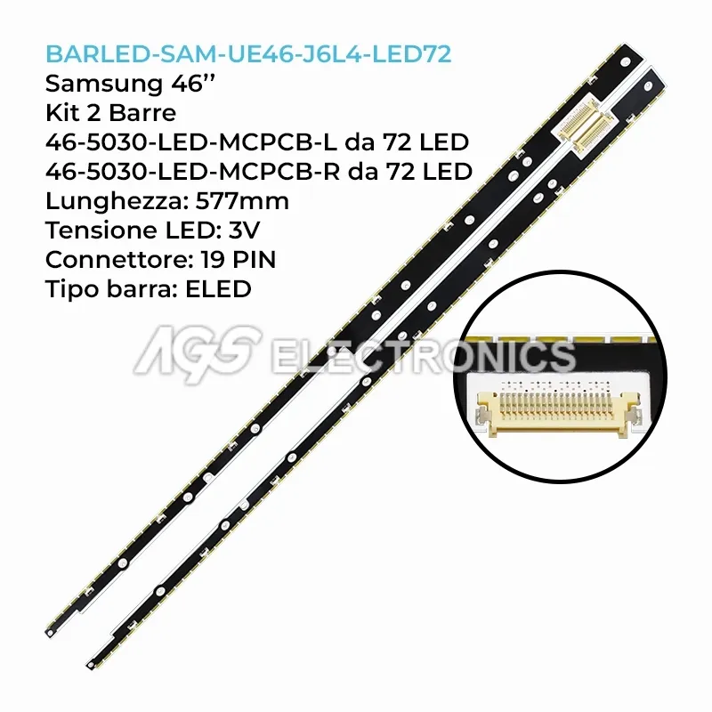 kit 2 barre LED retroilluminazione per Samsung 46 pollici modello UE46D7000LM