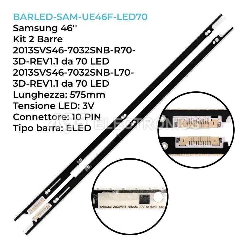 kit 2 barre LED retroilluminazione per Samsung 46 pollici modello UA46F8000ARXRQ