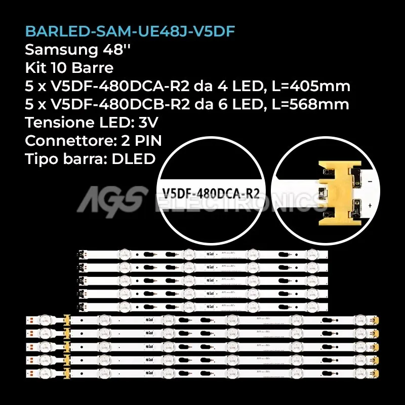 kit 10 barre LED retroilluminazione per Samsung 48 pollici modello UN48J6500AGXPE