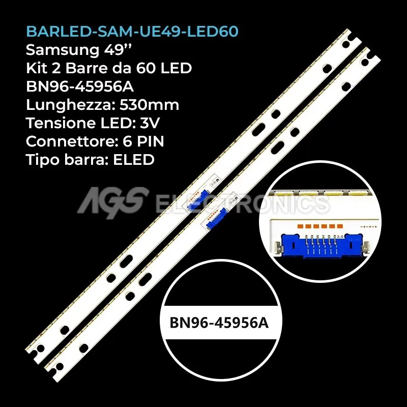 kit 2 barre LED retroilluminazione per Samsung 49 pollici modello UE49NU8042