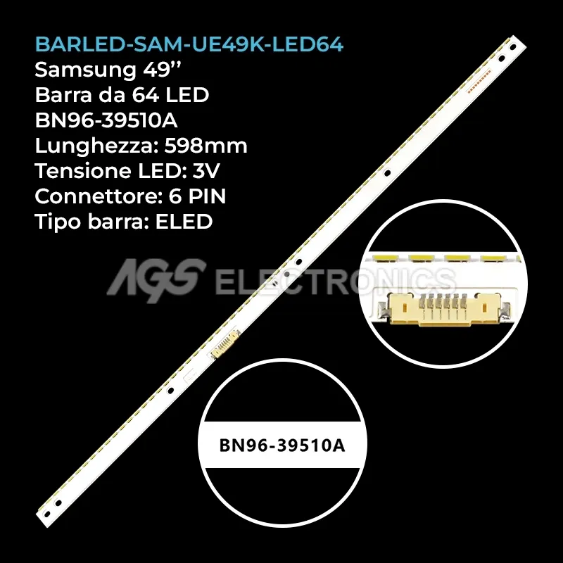 kit 1 barre LED retroilluminazione per Samsung 49 pollici modello UN49K6500AK