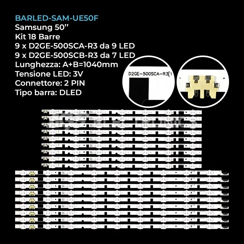 kit 18 barre LED retroilluminazione per Samsung 50 pollici modello UE50F5300ASXBT