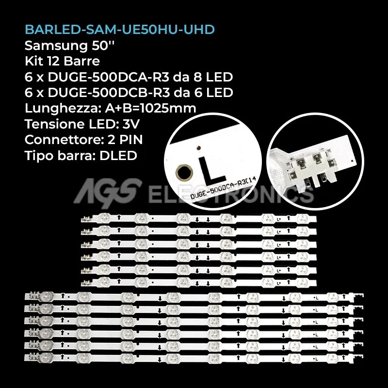 kit 12 barre LED retroilluminazione per Samsung 50 pollici modello UE50HU6900DXZT