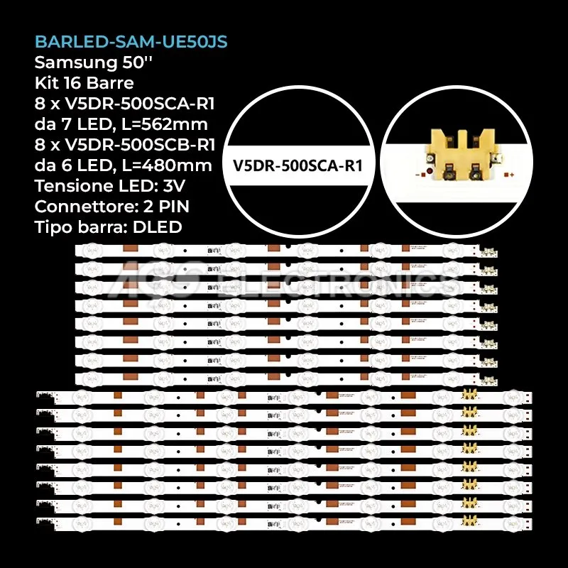 kit 16 barre LED retroilluminazione per Samsung 50 pollici modello UE50JS7200UXTK