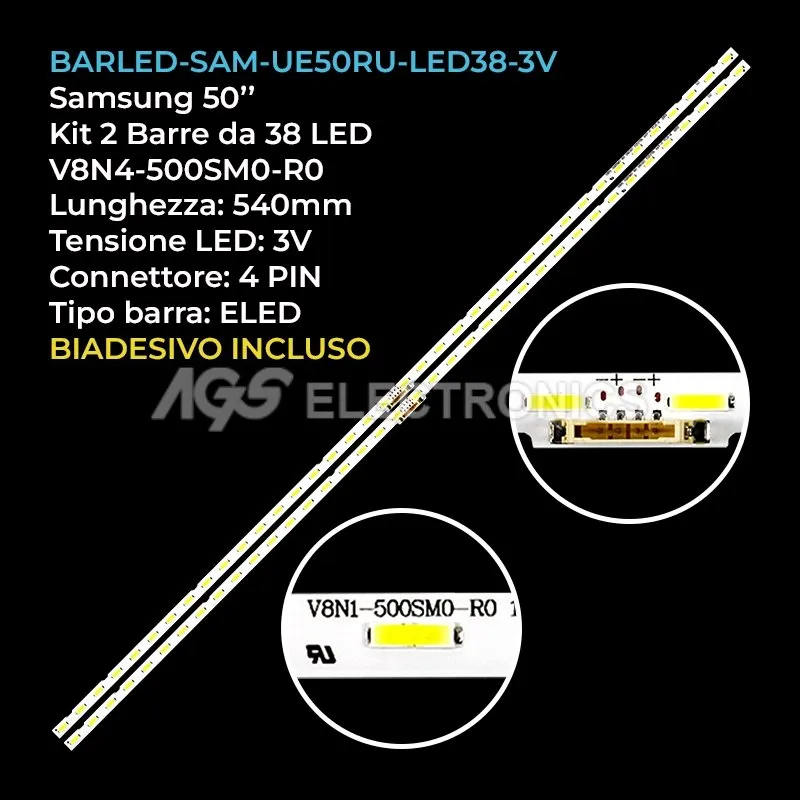 kit 2 barre LED retroilluminazione per Samsung 50 pollici modello UE50RU8002UXXH