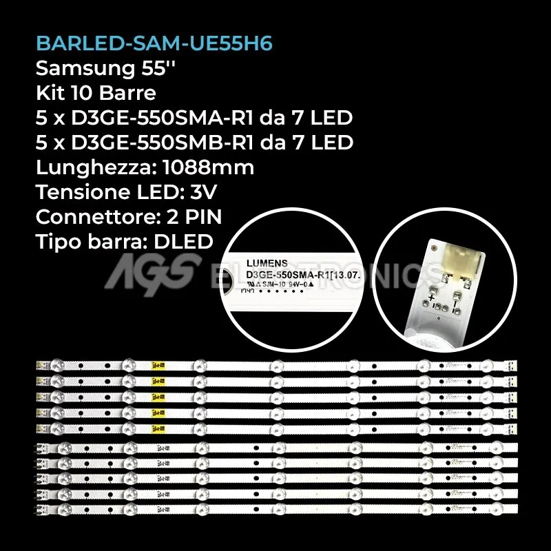 kit 10 barre LED retroilluminazione per Samsung 55 pollici modello UN55H5202AFXZA