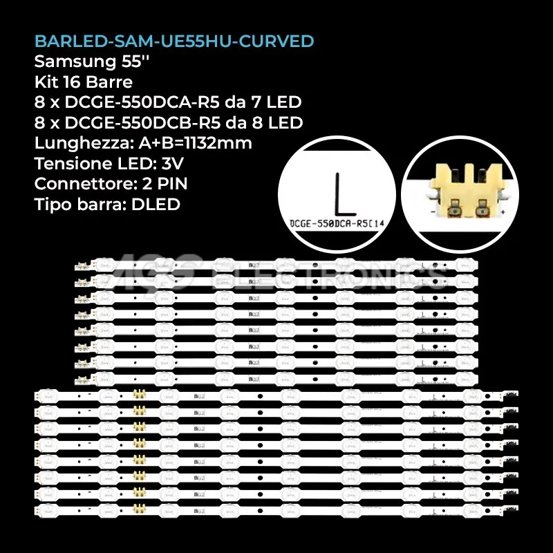 kit 16 barre LED retroilluminazione per Samsung 55 pollici modello UE55HU7200SXZF