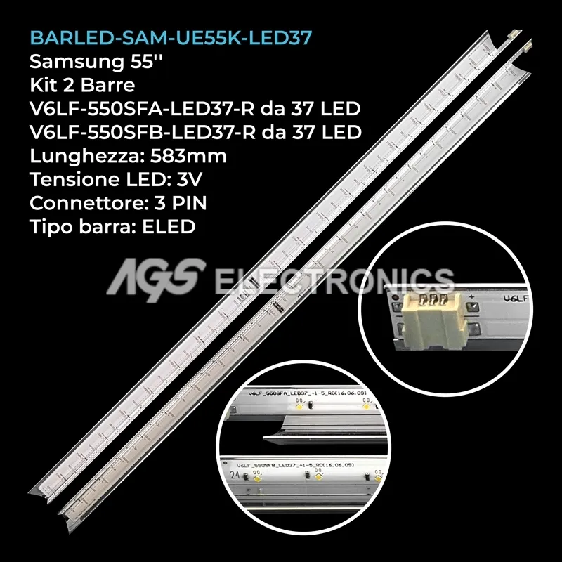 kit 2 barre LED retroilluminazione per Samsung 55 pollici modello UA55K5300AWXZW