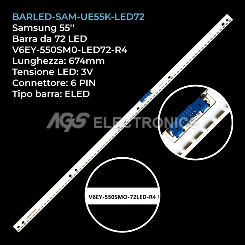 kit 1 barre LED retroilluminazione per Samsung 55 pollici modello UA55K5500AGXXP