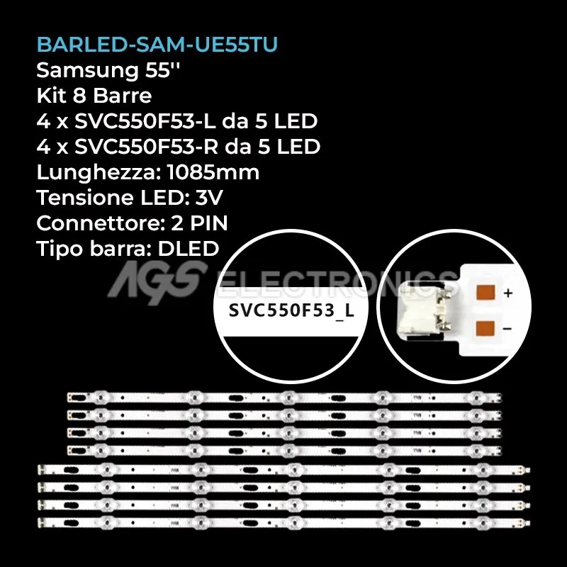 kit 8 barre LED retroilluminazione per Samsung 55 pollici modello UE55TU8570U