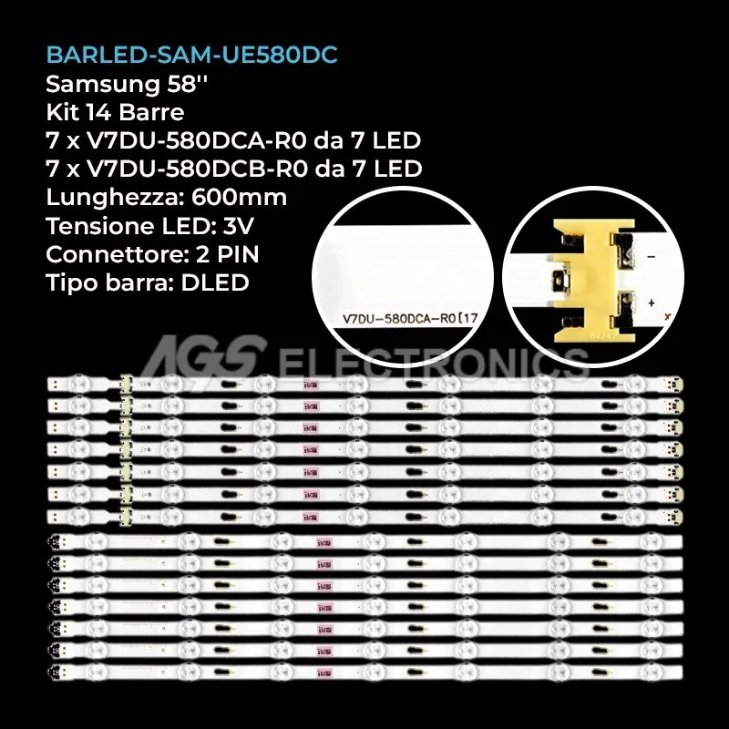 kit 14 barre LED retroilluminazione per Samsung 58 pollici modello UE58MU6100