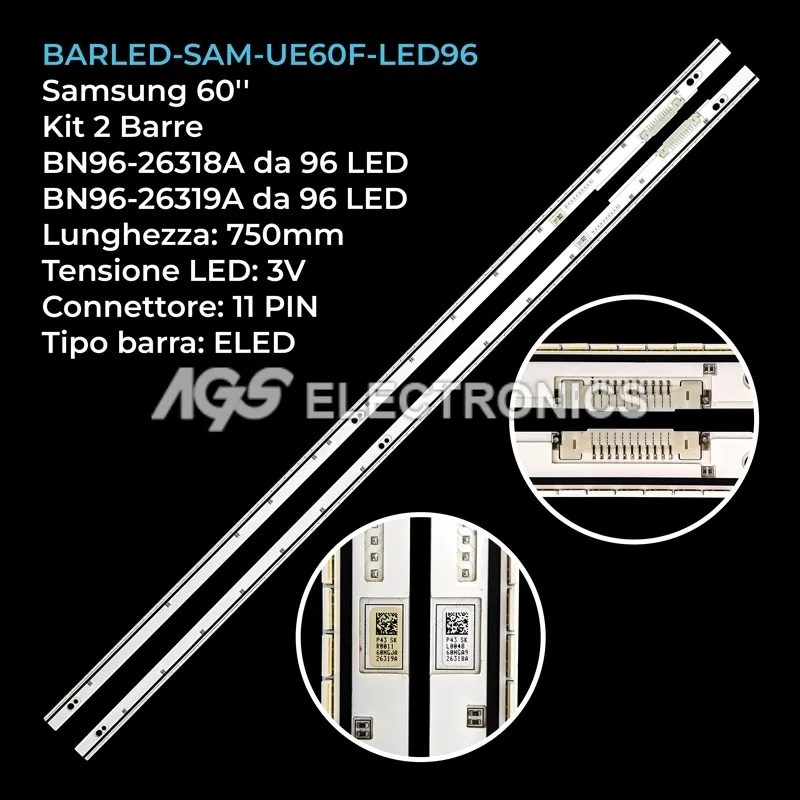 kit 2 barre LED retroilluminazione per Samsung 60 pollici modello UA60F8000