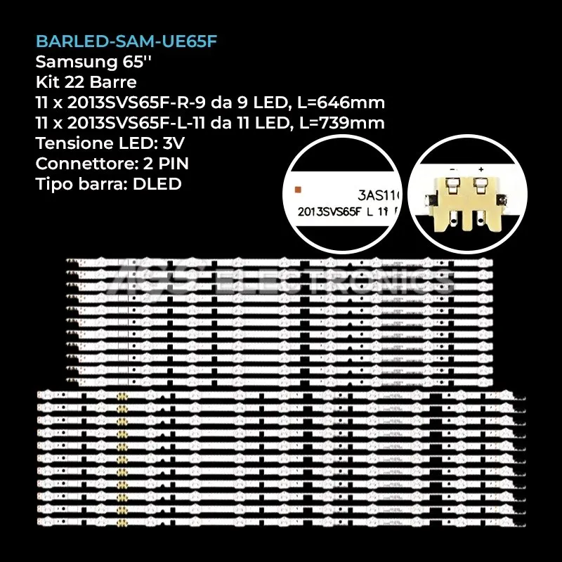 kit 22 barre LED retroilluminazione per Samsung 65 pollici modello UN65F6300AFXZC