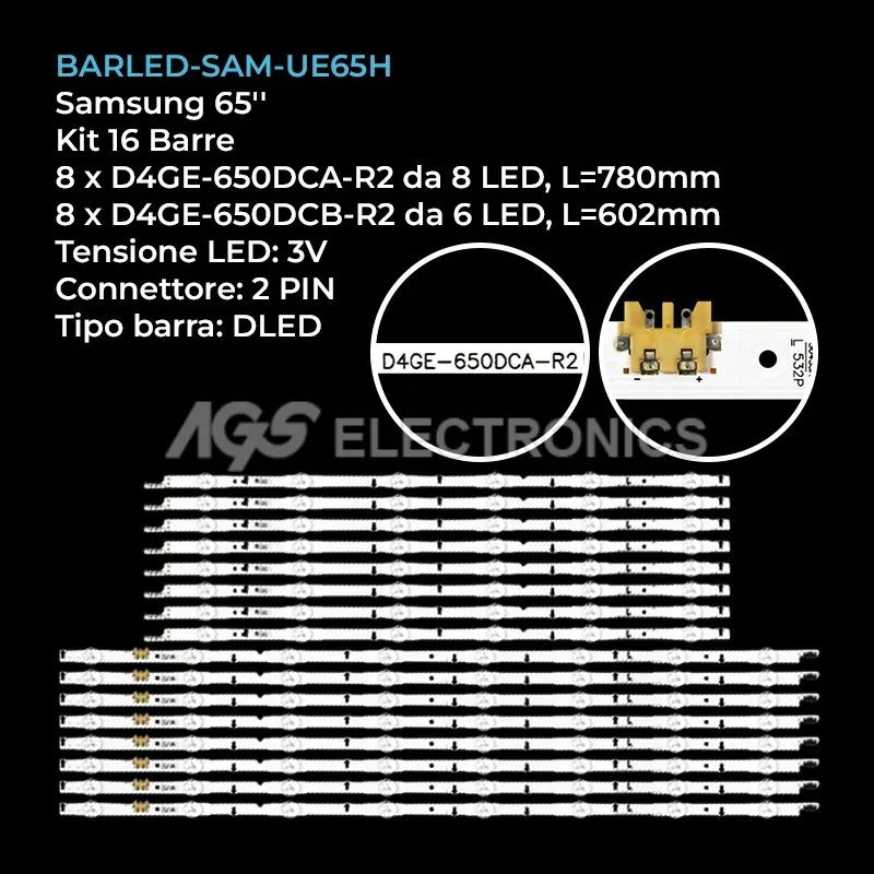 kit 16 barre LED retroilluminazione per Samsung 65 pollici modello UE65H6290ASXTK