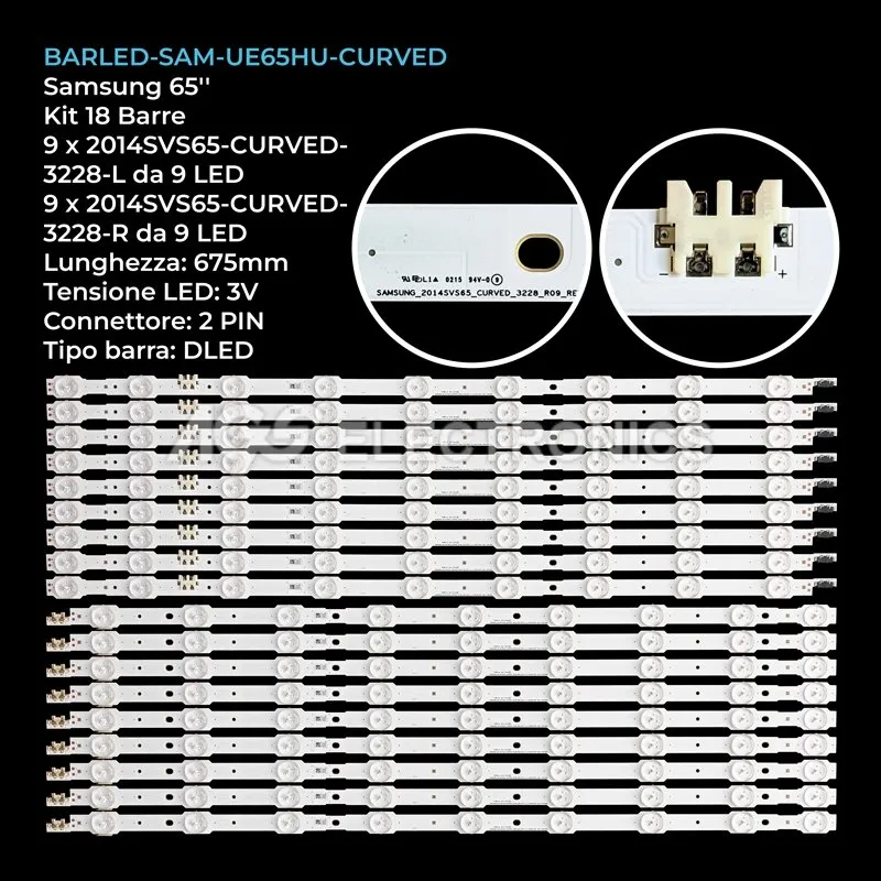 kit 18 barre LED retroilluminazione per Samsung 65 pollici modello UN65HU7200FXZP
