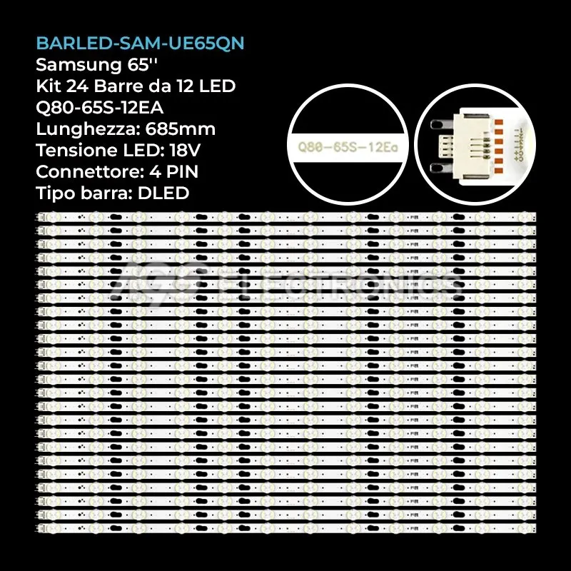 kit 24 barre LED retroilluminazione per Samsung 65 pollici modello QE65Q80TAU