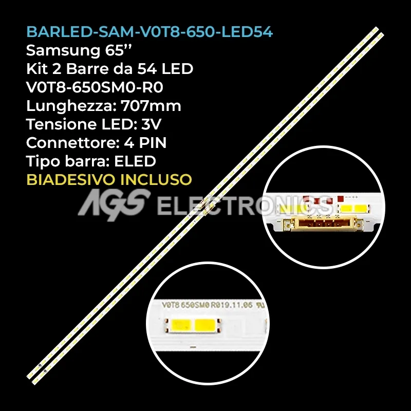 kit 2 barre LED retroilluminazione per Samsung 65 pollici pannello CYNT065HGEV1H