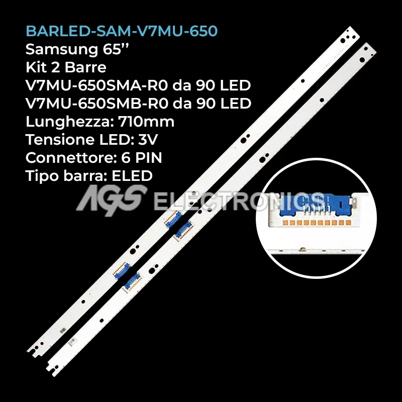 kit 2 barre LED retroilluminazione per Samsung 65 pollici modello UE65MU8000TXZT