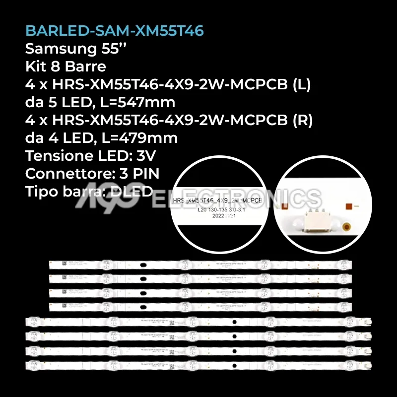 kit 8 barre LED retroilluminazione per Samsung 55 pollici modello UE55TU7002U